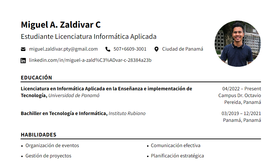 Vista previa del CV borroso